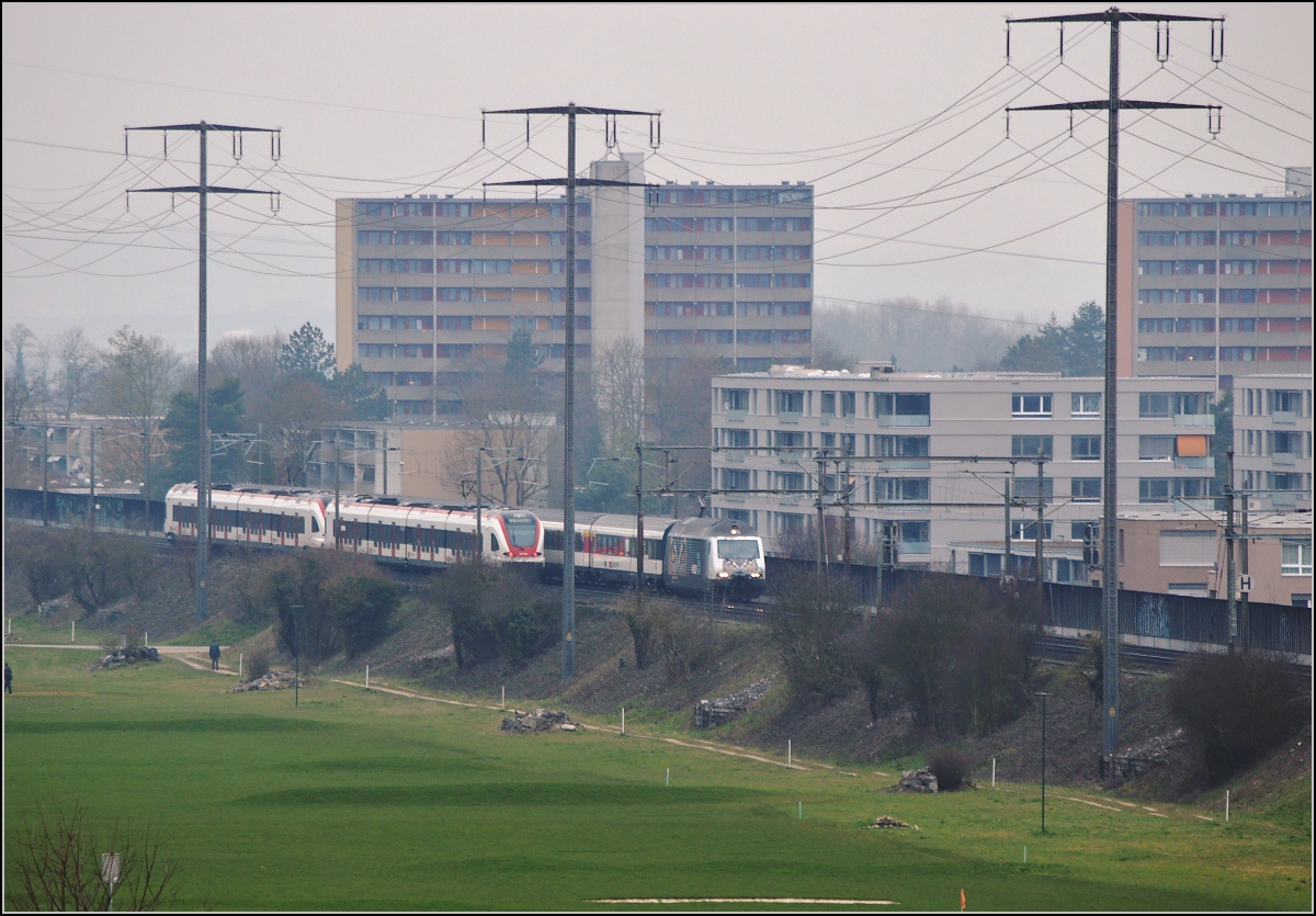 Die Eule Re 460 105-0 in Rheinfelden. März 2016.