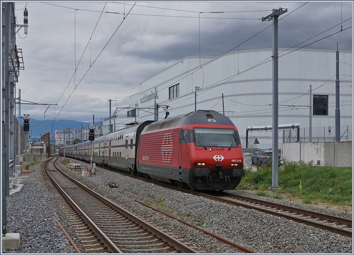 Die SBB Re 460 016 erreicht mit einem IC1 von Genève nach St.Gallen Prilly Malley und links im Bild zeigt sich die im Bau befindliche neue Überwerfung. Zudem wird die Strecke Lausanne - Rennes VD von drei auf vier Gleise ausgebaut. 

17. Juli 2020