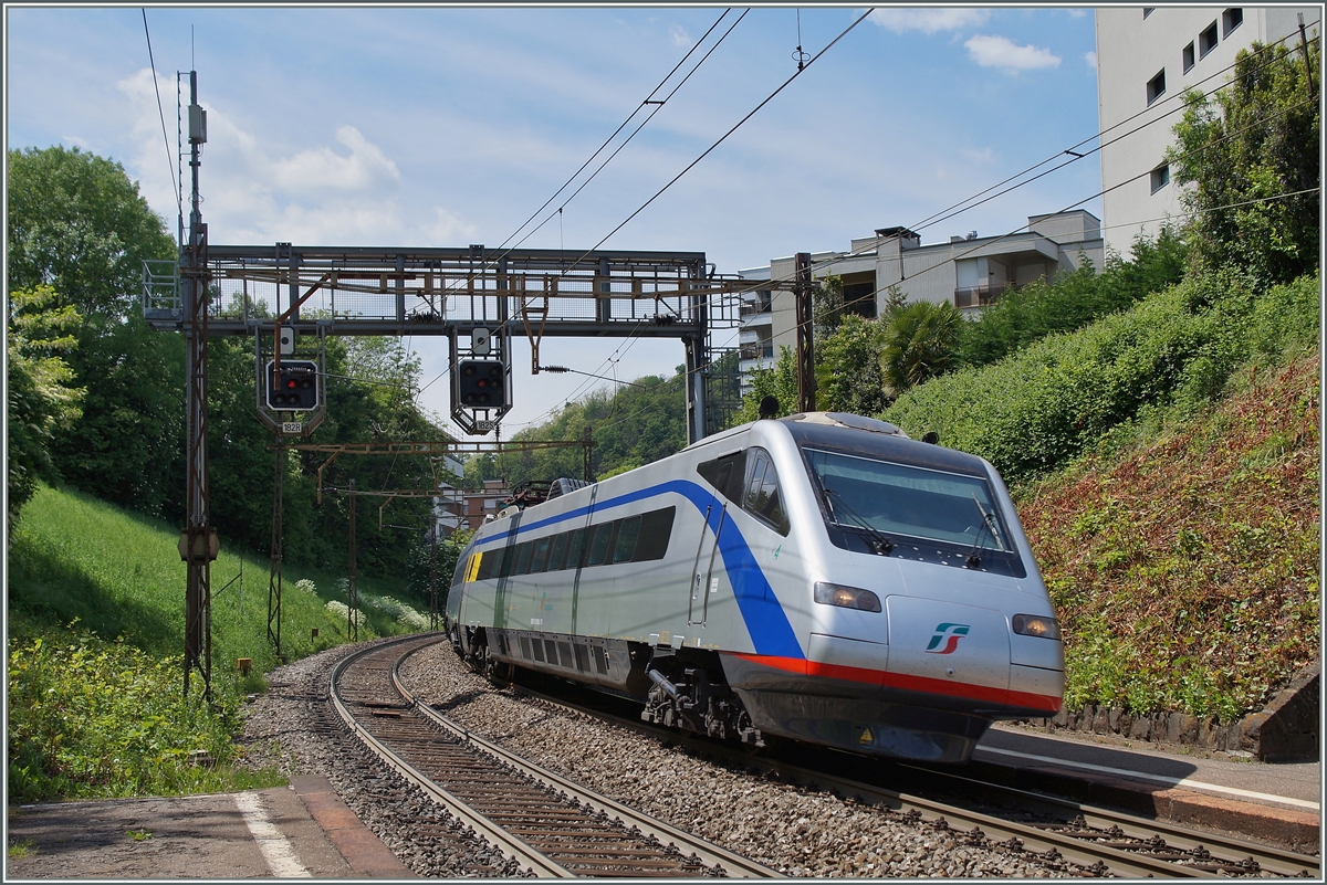 Ein FS ETR 470 in Lugano Paradiso auf dem Weg in den Süden.
5. Mai 2014