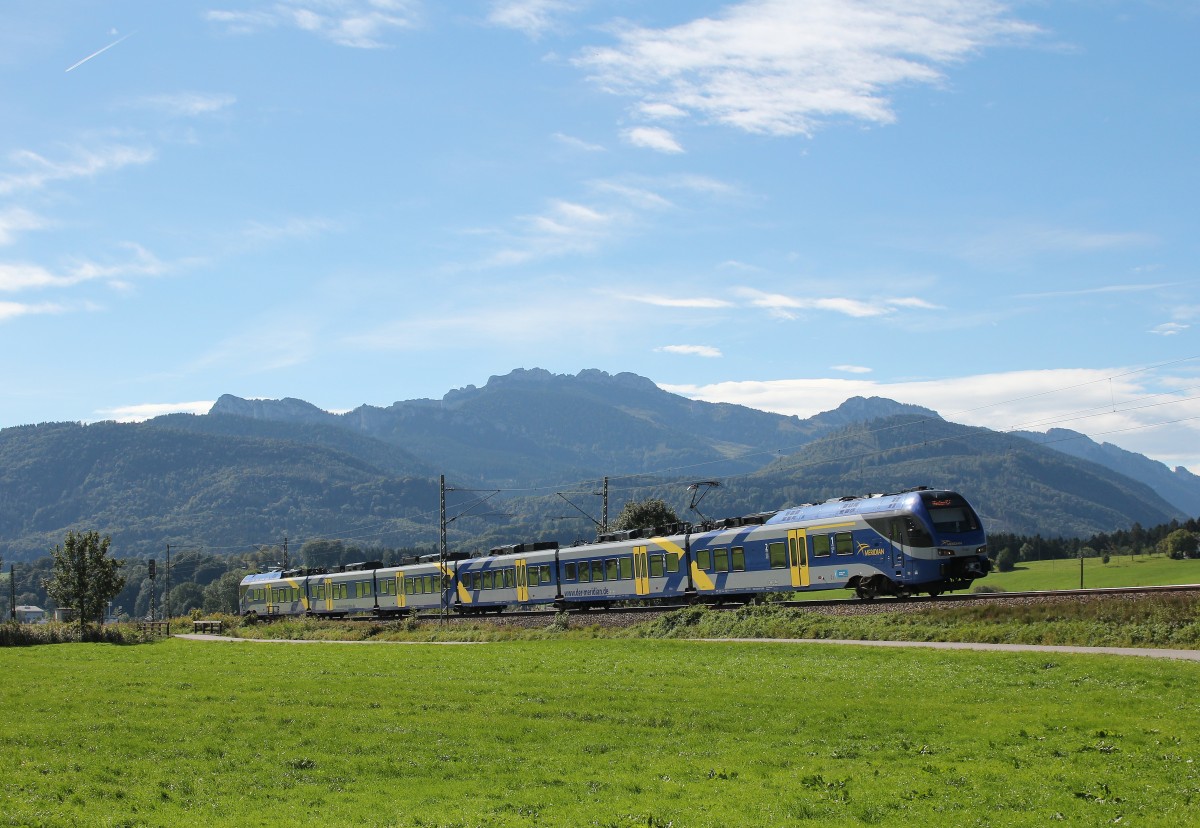 ET 308 auf dem Weg nach München am 16. September 2015 bei Weisham.