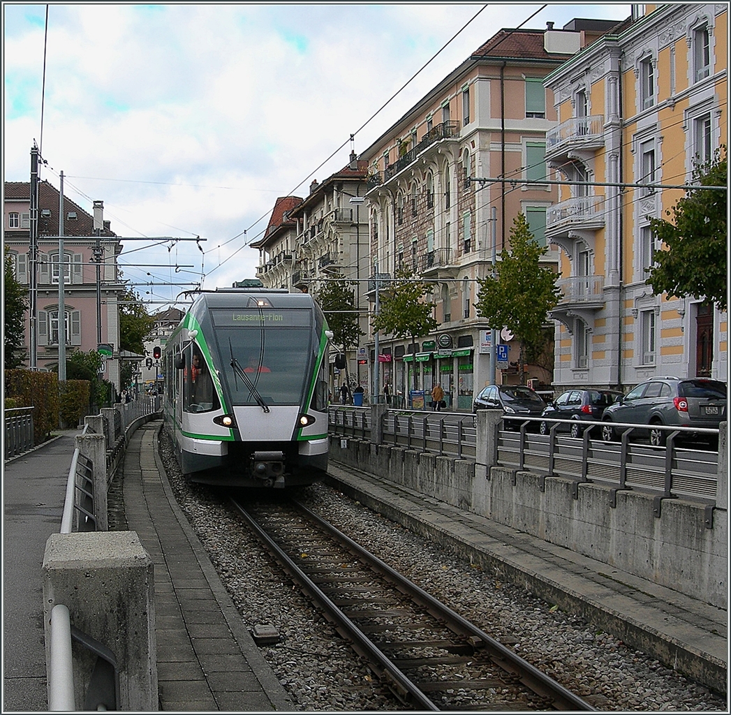 Kurz nach Lausanne Chauderon wird die  Métro  zur Strassenbahn.
6. Nov. 2013