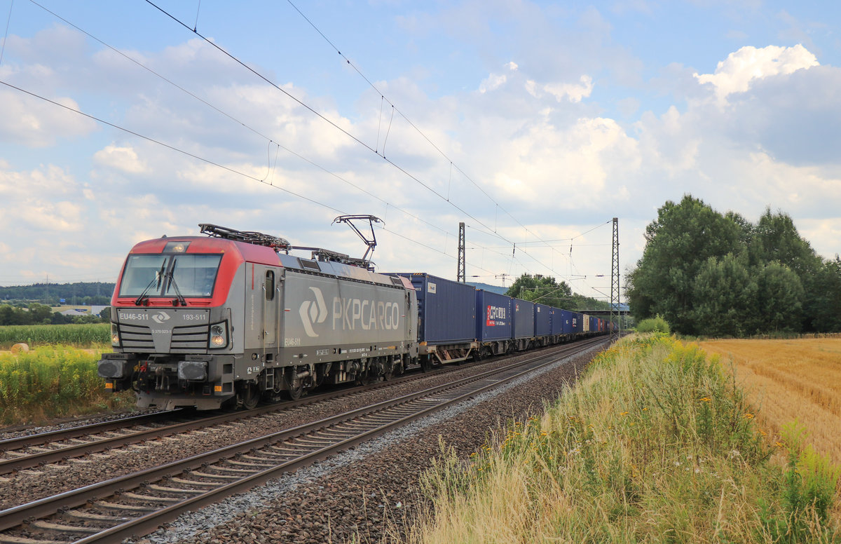 PKP Cargo 193 511 mit einem Contsinerzug am 28.07.18 in Kerzell
