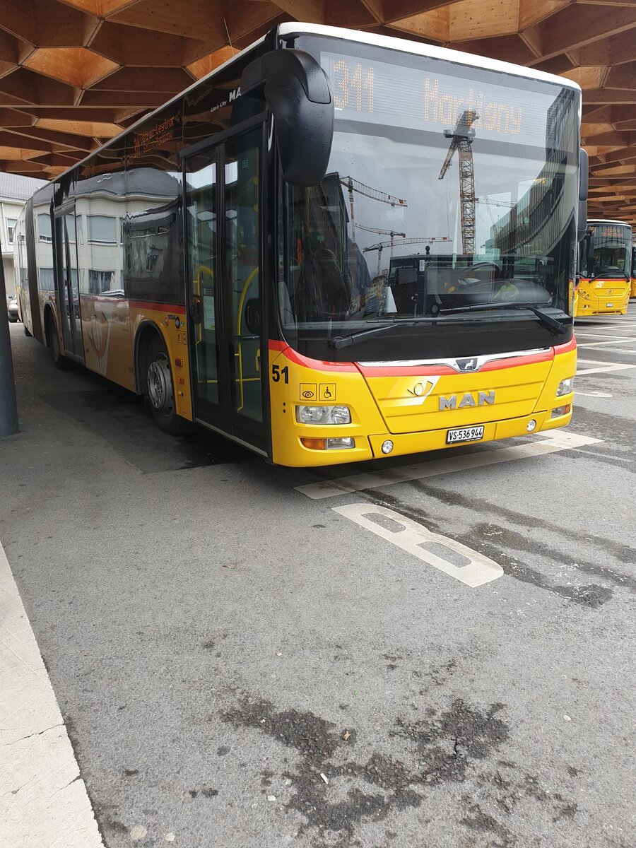 Postauto Wallis - Nr. 51/VS 536'944 - PID 10681 - MAN (ex TMR Martigny) le 21 Février 2022 à Sion, gare