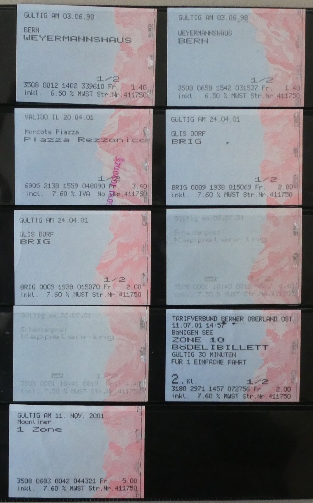 (283'767) - PostAuto-Einzelbillette am 9. Januar 2026 in Thun