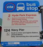 (153'160) - cta-Haltestellenschild - Chicago, Navy Pier - am 18. Juli 2014