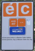 (185'276) - Andorra-Haltestellenschild - La Massana, El Pui - am 26.