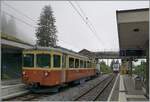 Der BLM Be 4/4 N° 21 wartet im Bahnhof Winteregg auf den Gegenzug, der im rechten Bildteil bereits zu erkennen ist. Der 'Mischbetrieb' dauerte leider nur einen kurzen Sommer lang, 
dann wurde die Strecke den neuen Be 4/6 angepasst und die Be 4/ ...