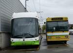 (267'610) - transN, La Chaux-de-Fonds - Nr. 170/NE 209'170 - Hess/Hess Gelenktrolleybus + Nr. 117 - NAW/Hess Gelenktrolleybus (ex TN Neuchtel Nr. 117) am 1. Oktober 2024 in Marin, Dpt