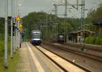 Kurz vor dem Gewitter....VT 309 und MF 5082 im Bahnhof von Schleswig. 24.5.11