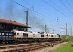 247 047-4 und 247 043-4 bei der Ausfahrt aus dem Rangierbahnhof Mnchen-Ost am 17.