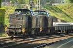 Und noch eine Doppeltraktion, 203 152-4 und 203 148-2 der rt&l dieselten mit einem Schwellentransport durch Harburg. 7.5.11