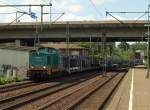 202 237-4 mit dem tglichen Autotransportleerzug bestehend aus Waggons des Typs Laaers(M6446MO)der belgischen Firma Mosolf. HH 01.06.11