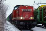 Nahaufnahme...ADAM 20  Gauner  oder 1202 466-9 verliehen an die HLG aus Bebra eingesetzt als Rangierdiesel. Jübek 31.01.2015(796)