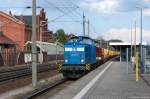 204 011-5 PRESS (203 212-6) & 202 703-5 (202 230-8) MTEG - Muldental Eisenbahnverkehrsgesellschaft mbH mit einem Holzzug in Rathenow und fuhren weiter in Richtung Stendal. 30.04.2015