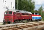 220 507-8(V200 507) und 212 314-9 der EGP standen am 18.08.2007 im Bhf Cham/Oberpfalz abgestellt.