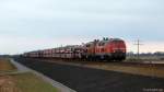 218 381-2 und eine Schwester fahren am 3.4.10 mit einem Syltshuttle nach Westerland (Sylt) bei Keitum durch die Landschaft.