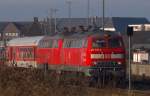Hier nochmal mit Sonnenschein aufgenommen, die 218 379-6 und die 218 xxx-x mit dem abfahrbereiten Sylt Shuttle in Westerland auf Sylt. 29.1.11