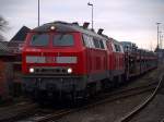 Kurz vor unserer Abfahrt kam noch ein Sylt Shuttle nach Westerland gefahren. Gezogen wurde er von 218 363-0 und 218 379-6. Sylt 29.1.11