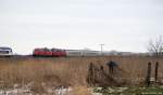 Und sowas passiert selbst mir mal...grrr..einmal nicht aufgepasst und dann sowas...218 341-6 und 218 397-8 rauschen am 19.2.11 mit dem IC 2310 nach Westerland (Sylt) bei Wilster durch die Felder und treffen dabei auf die NOB 81719 nach Hamburg-Altona.