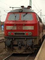 Portrait der 218 453-9 die auch heute wieder mit dem SH-E Ersatz durch Schleswig dieselte. 17.3.11