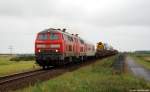 Mit dem AS 1423 nach Niebll dieseln 218 363-0 und 218 381-2 am 5.7.11 bei Morsum durch die Felder.