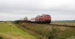 218 314-3 und 218 376-2 dieseln am 5.7.11 mit dem AS 1425 nach Niebll bei Morsum durch die Landschaft.