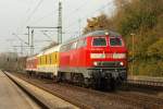 218 399-4(bis 1975 als 215 112 unterwegs) fungierte heute als Zuglok des Mess-ST 92524 von Flensburg nach Hamburg Altona. 27.10.11