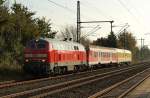 Mess-ST 92523 mit der Zuglok 218 399-4 auf dem Weg nach Flensburg. 27.10.11