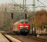 Extra Bildausschnitt des Mess ST 92524 mit Zuglok 218 399-4 als er gerade in Schleswig einfuhr. 27.10.11