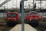 112 168-0 kam deutlich zuhren mit einem Defekt aus Richtung Neumnster gefahren und verschwand im Bw Kiel nachdem 218 464 den Weg freigemacht hatte. 31.12.11