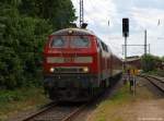 218 407-5 fhrt am 19.5.12 mit der RB aus Dannenberg Ost in den Zielbahnhof Lneburg-Westseite ein.