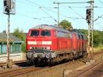 218 397-8 und 341-6 als LZF 77675 dieseln hier durch Schleswig. 12.08.2012