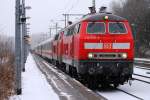 218 836 und 315 nochmal etwas klarer aufgenommen kurz vor der Abfahrt. Schleswig 10.03.2013