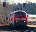218 389-5 und 363-0 mit IC 2315 in Husum. 31.03.2013