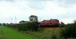 Mit dem Syltshuttle nach Westerland (Sylt) brummten 218 342-4 & 372-1 am 20.9.13 bei Klanxbll durch die weite Landschaft.
