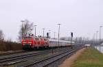 DB 1218 345-7 und 369-7 mit IC Richtung Hamburg, Husum-Nord 08.02.2014