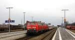 Mit dem IC 2191 nach Frankfurt (Main) Hbf standen 218 386-1 & 218 389-5 am 22.2.14 im Bf. Niebüll. In Kürze geht es weiter gen Süden zum nächsten Halt nach Husum.