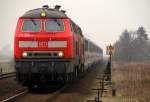 DB 1218 386-1 und 372-1 mit dem IC 2311 nach Stuttgart wegen Bauarbeiten in Stedesand im Gegengleis mit +15 unterwegs...hier bei der Einfahrt in Langenhorn. 29.03.2014