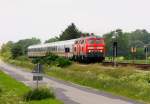 DB 1218 376-2 und Schwesterlok mit dem IC 2191 nach Frankfurt festgehalten zwischen Bargum und Langenhorn. 31.05.2014