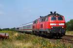 DB 1218 380-4 und Schwesterlok mit IC nach irgendwo, Langenhorn 02.08.2014