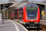 Nachschuss auf den RB-D 21260 mit Zuglok 1218 333-3. Rendsburg 08.03.2015(864)