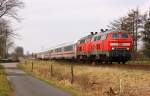 1218 389-5 und 1218 380-4 mit IC Umleiter 2375 nach Karlsruhe festgehalten bei Rosendahl. 15.03.15(906) 