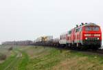 DB 1 218 313-5 und 381-2 mit SyltShuttle am Dreieckskoog 14.04.15(989)