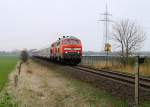 DB 1 218 341-6 und 315-0 mit IC nach Westerland am Bü142 Süderende bei Niebüll. 14.04.15(991)