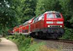 218 453-9 ist am 24.7.10 mit der RB nach Lbeck Hbf. kurz vor Pln unterwegs.