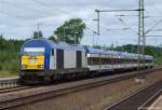 DE2000-02 der NOB steht am 26.6.10 mit der NOB nach Kiel Hbf. im Bhf. Schleswig und wartet auf Abfahrt.