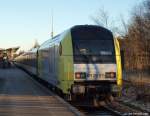 ER 20-011 steht am 28.1.11 mit der NOB nach Hamburg-Altona im Bhf. Husum.