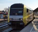 ER 20-015 steht am 29.1.11 mit der NOB aus Hamburg-Altona im Bhf. Westerland (Sylt).