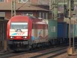 223 034-0/EVB 420/14 rollt hier mit einem Containerzug durch Harburg. 30.3.11