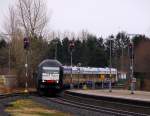 MRCE/NOB 1223 014-2/ER20-014 mit einer NOB bei der Einfahrt in Husum. 08.02.2014